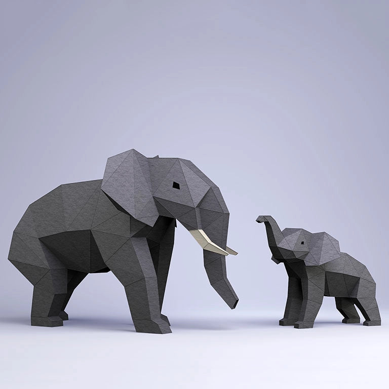 Papercraft world, origami models, 3D paper art, Brain Spice, elephants