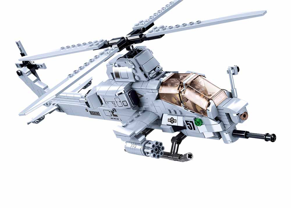 AH-1Z Attack Helicopter - Model Bricks 482pcs - Brain Spice