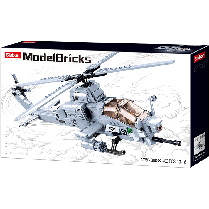 AH-1Z Attack Helicopter - Model Bricks 482pcs - Brain Spice