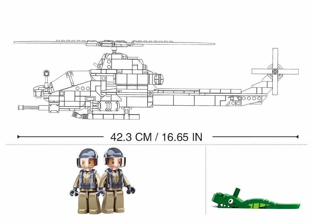 AH-1Z Attack Helicopter - Model Bricks 482pcs - Brain Spice