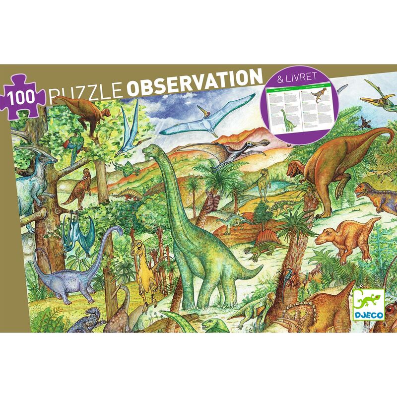 Dinosaurs Observation Puzzle and Booklet - 100 Pieces - Brain Spice