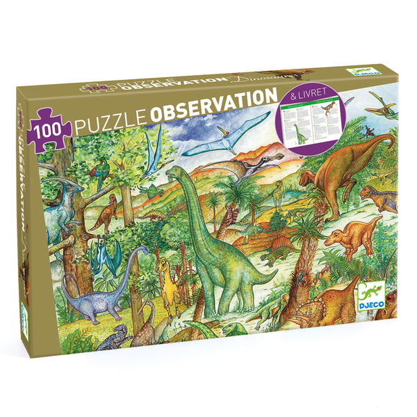 Dinosaurs Observation Puzzle and Booklet - 100 Pieces - Brain Spice