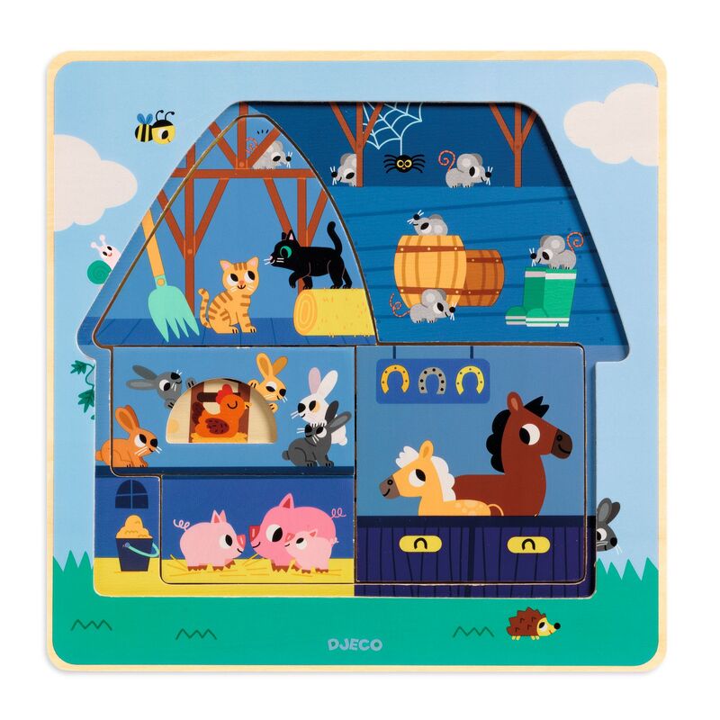 Layered Barnyard Puzzle - 12 Pieces - Brain Spice