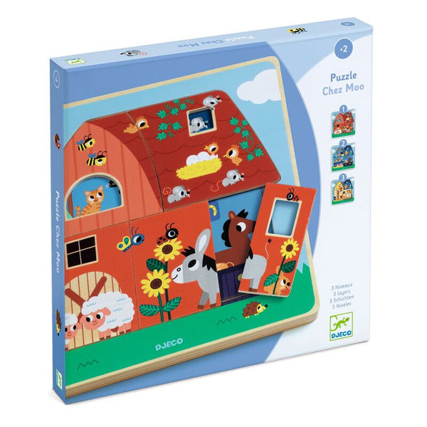 Layered Barnyard Puzzle - 12 Pieces - Brain Spice