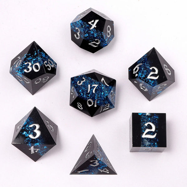 Mana Path Blue - Captured Magic 7-Dice Set - Sharp Edge Resin - Brain Spice