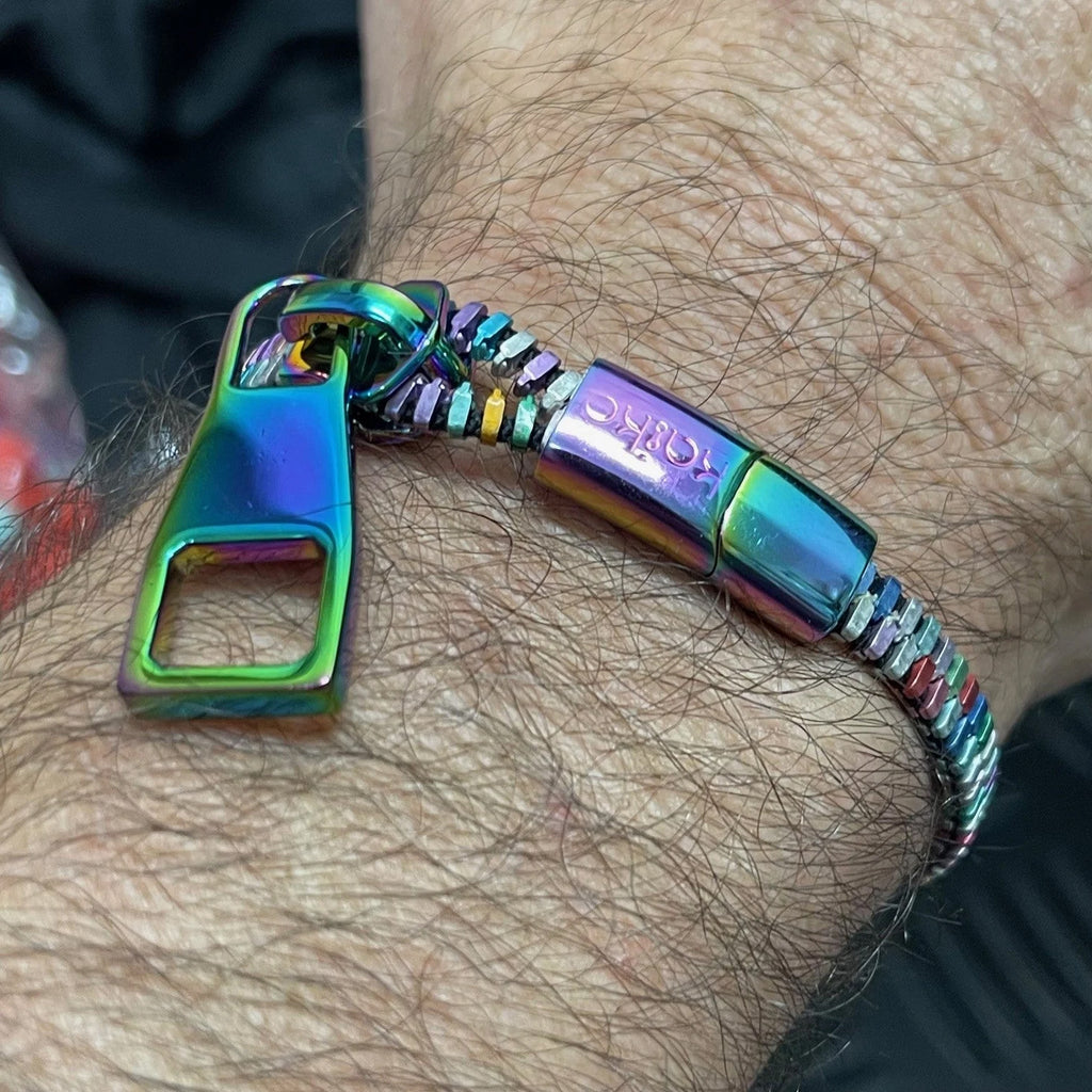 Metal Zipper Bracelet - Oil Slick - Unisex - Brain Spice