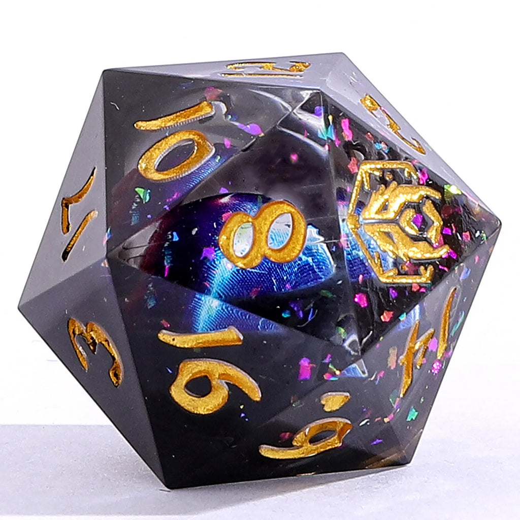 Mystic Orb - Captured Magic 7-Dice Set - Liquid Core Sharp Edge Resin - Brain Spice