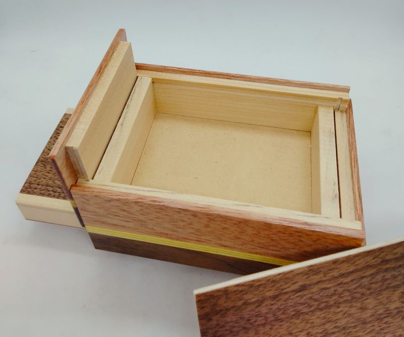 Natural Wood Puzzle Box with Drawer 10 steps - Brain Spice