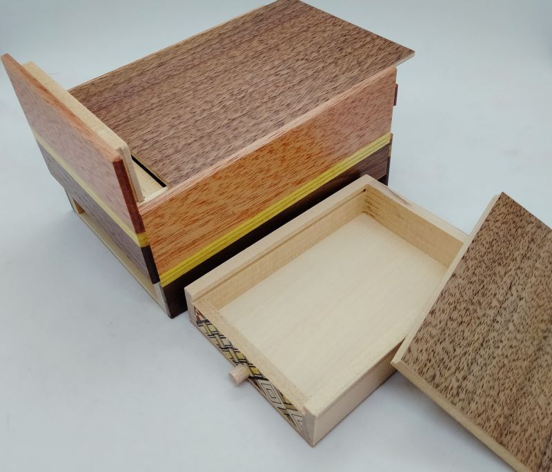 Natural Wood Puzzle Box with Drawer 10 steps - Brain Spice