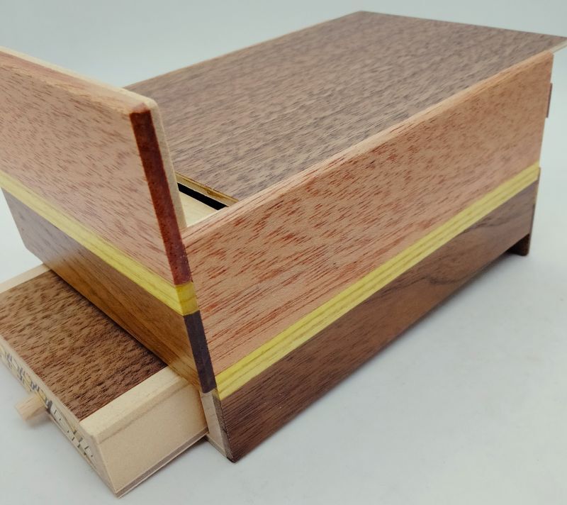 Natural Wood Puzzle Box with Drawer 10 steps - Brain Spice