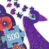 Peacock Shaped Art Puzzle - 500 Pieces - Brain Spice