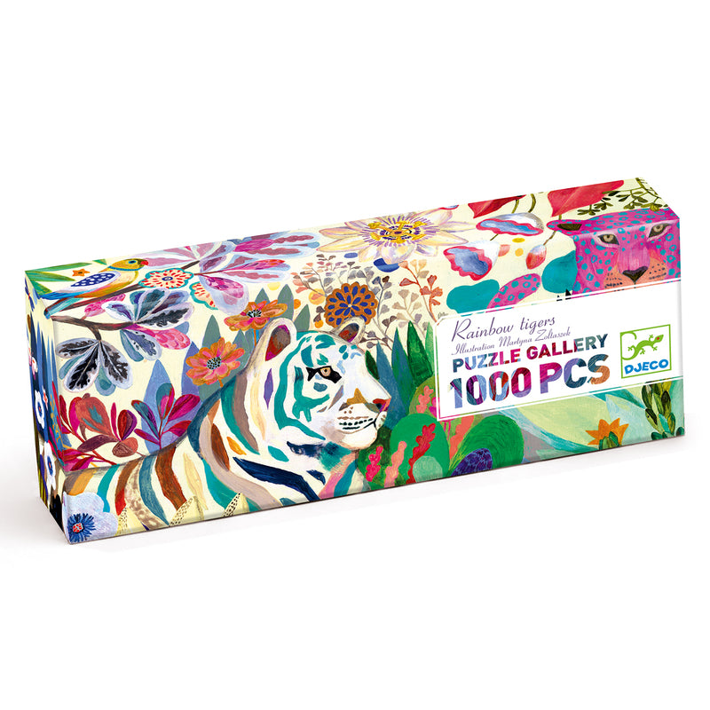 Rainbow Tigers Gallery Puzzle and Poster - 1000 Pieces - Brain Spice