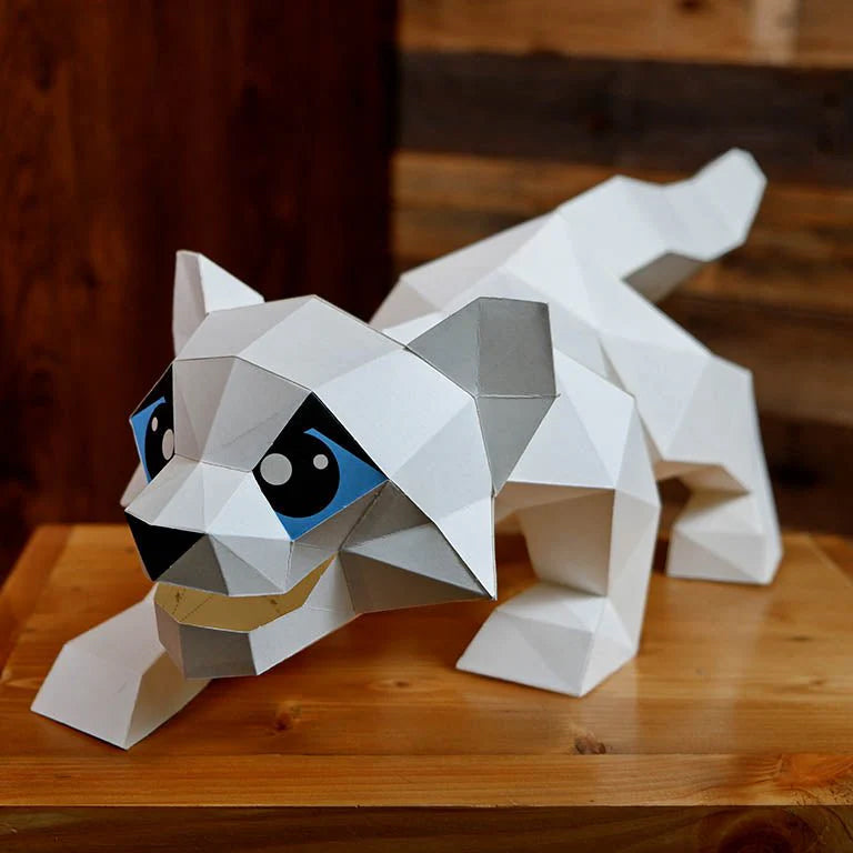 Snow Leopard Origami Model - 3D Paper Art - Brain Spice