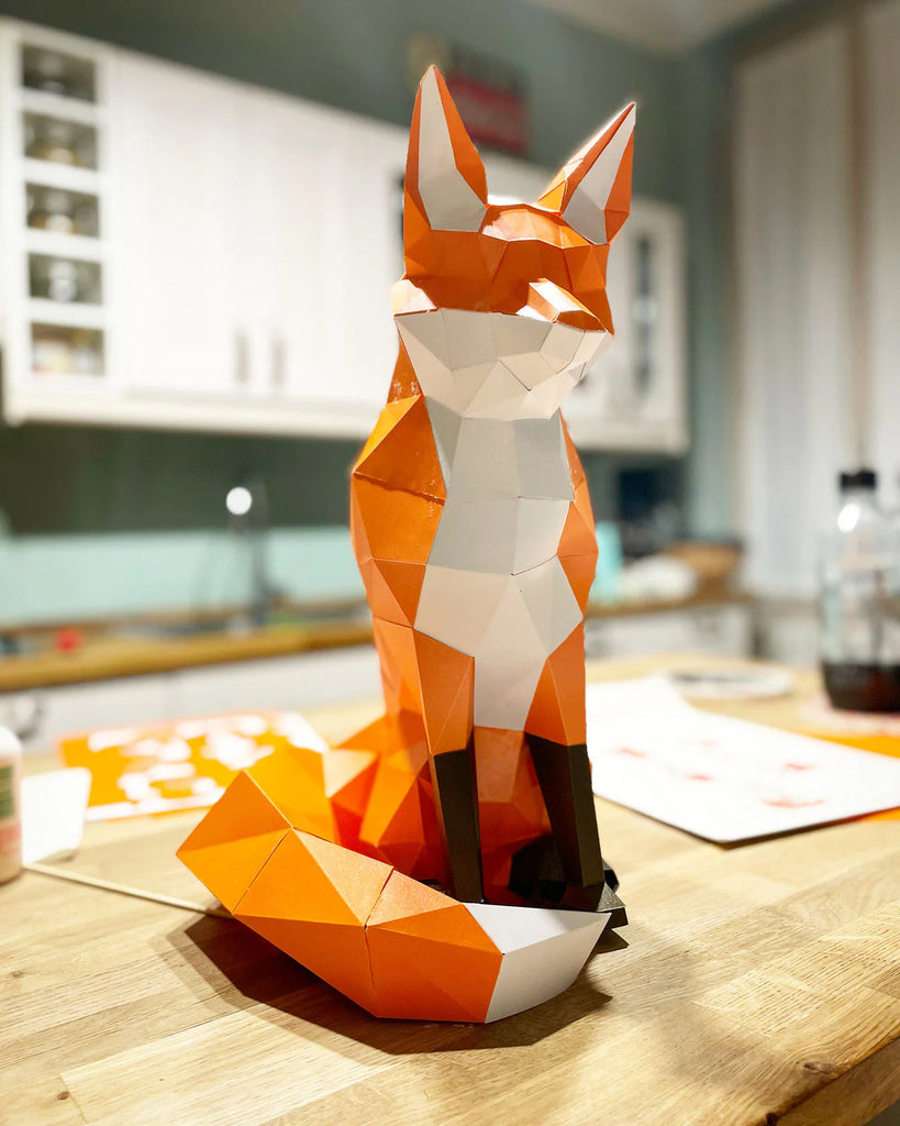 Papercraft world, origami models, 3D paper art, Brain Spice, fox