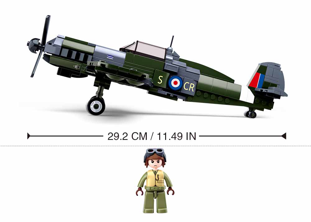 WW2 Spitfire Fighter Plane - Model Bricks 290pcs - Brain Spice