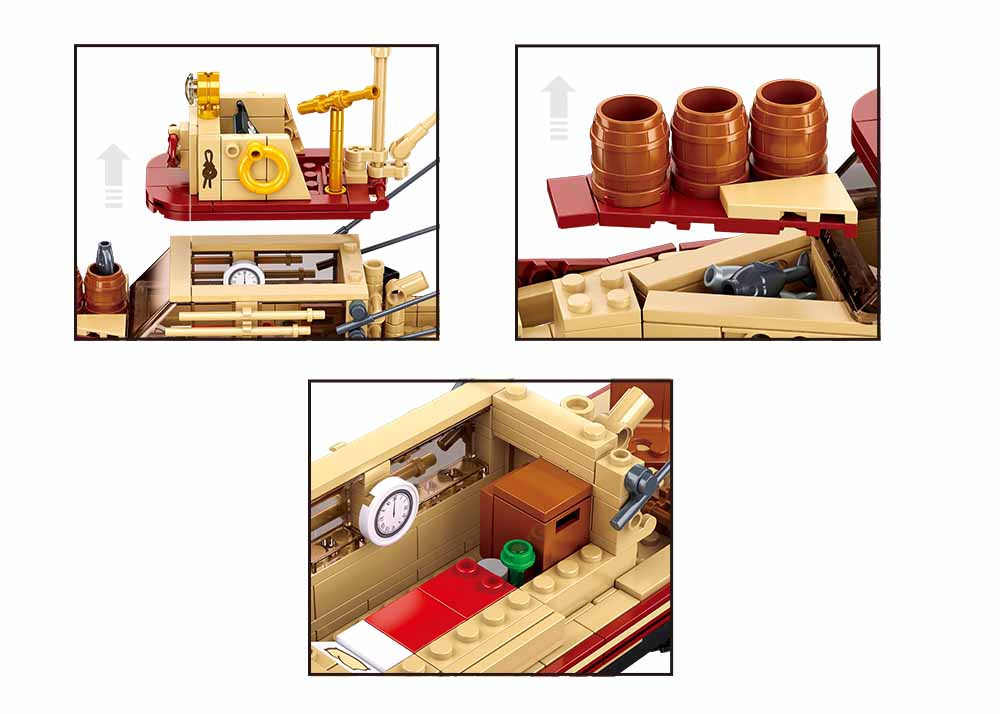 Whaling Ship and Shark - Model Bricks 592pcs - Brain Spice