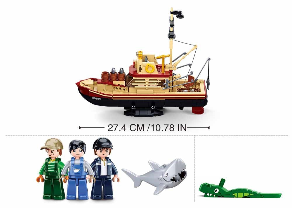 Whaling Ship and Shark - Model Bricks 592pcs - Brain Spice