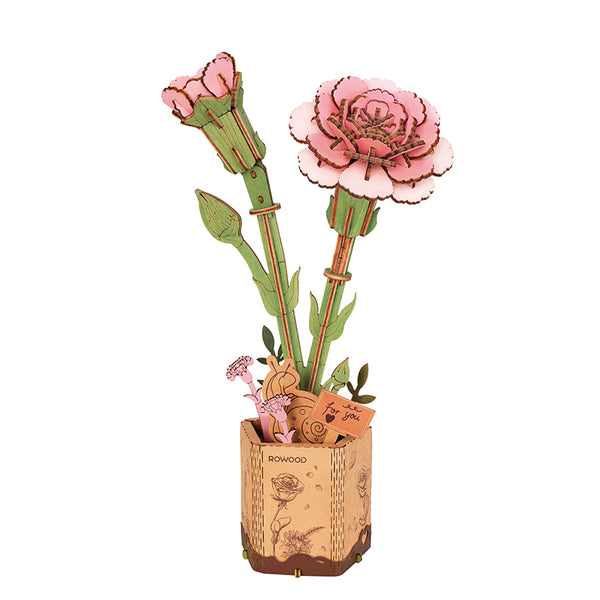 Wooden Bloom Pink Carnation - Brain Spice
