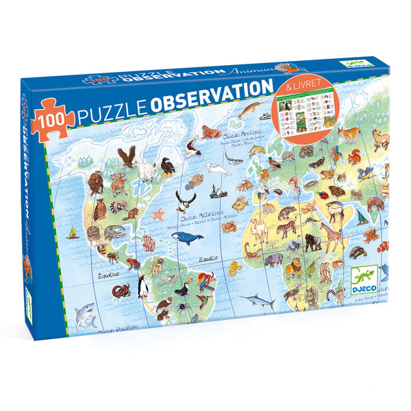 World Animals Observation Puzzle and Booklet - 100 Pieces - Brain Spice