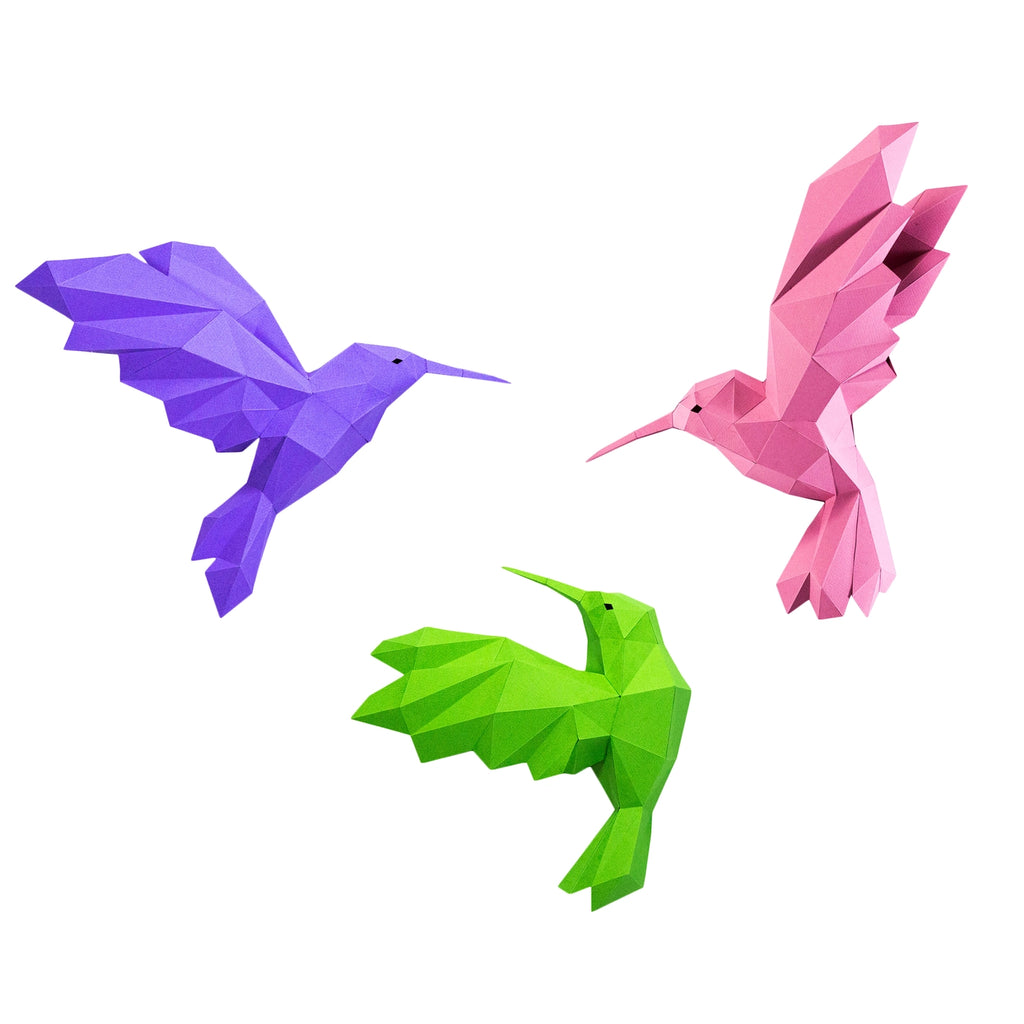 Papercraft world, origami models, 3D paper art, Brain Spice, hummingbirds