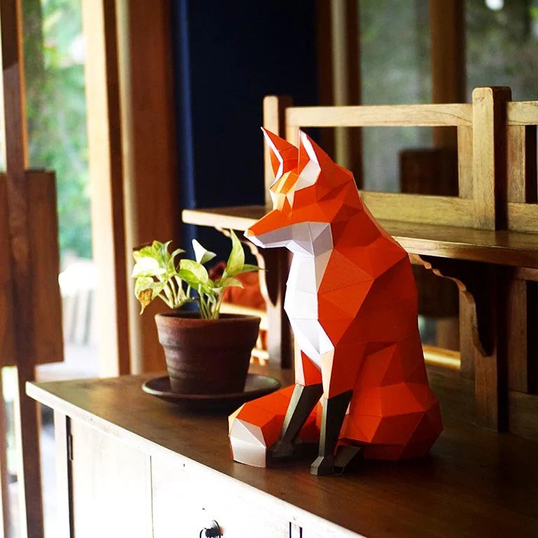 Papercraft world, origami models, 3D paper art, Brain Spice, fox